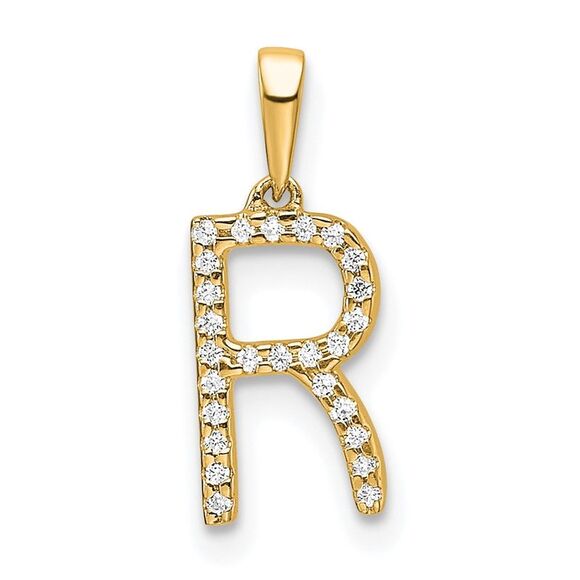 Kazi Luxury 14k Yellow Gold Diamond Letter R Initial Pendant